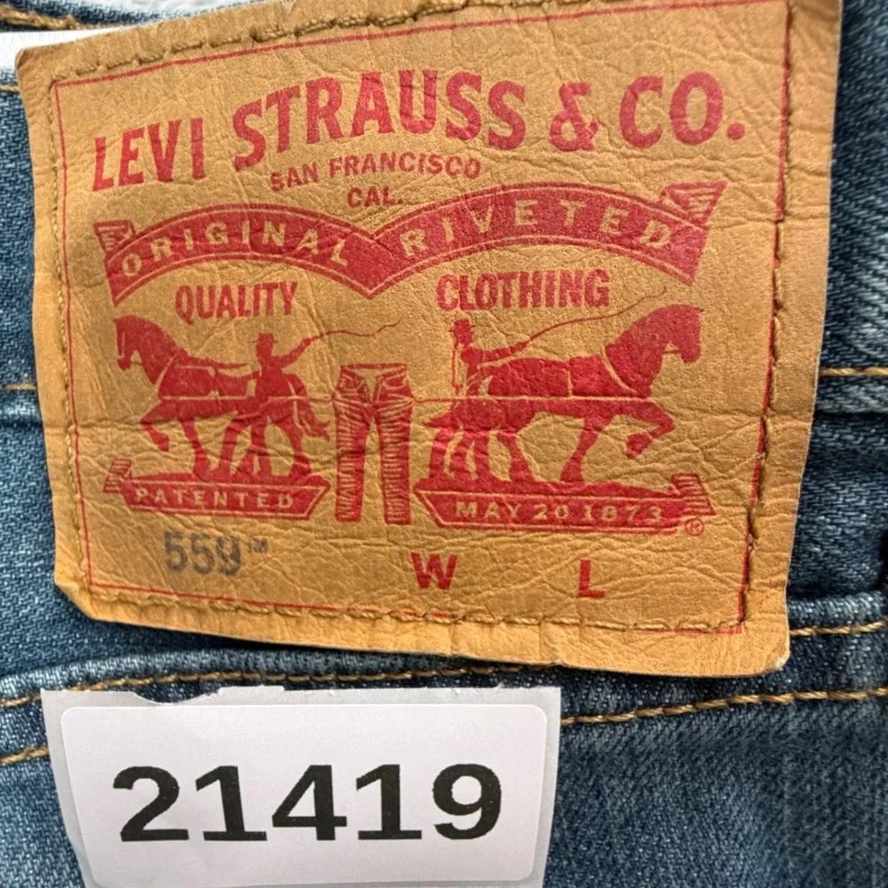 Levis 559 Jeans Mens 46x30 Blue Denim Relaxed Fit Straight Leg Workwear Casual